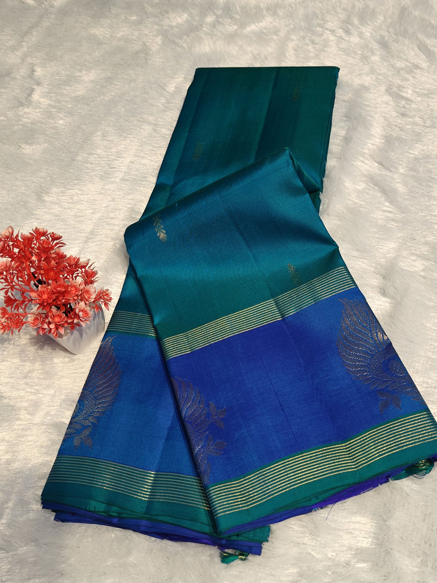 Navy Blue Pure Silk Saree