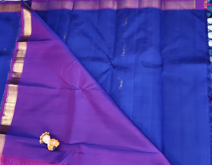 Royal Blue & Purple Border Pure Silk Saree