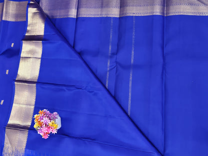 Royal Blue Self Pure Silk Saree with Gold Border