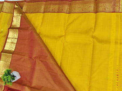 Yellow Pure Silk Saree with Mustard Border