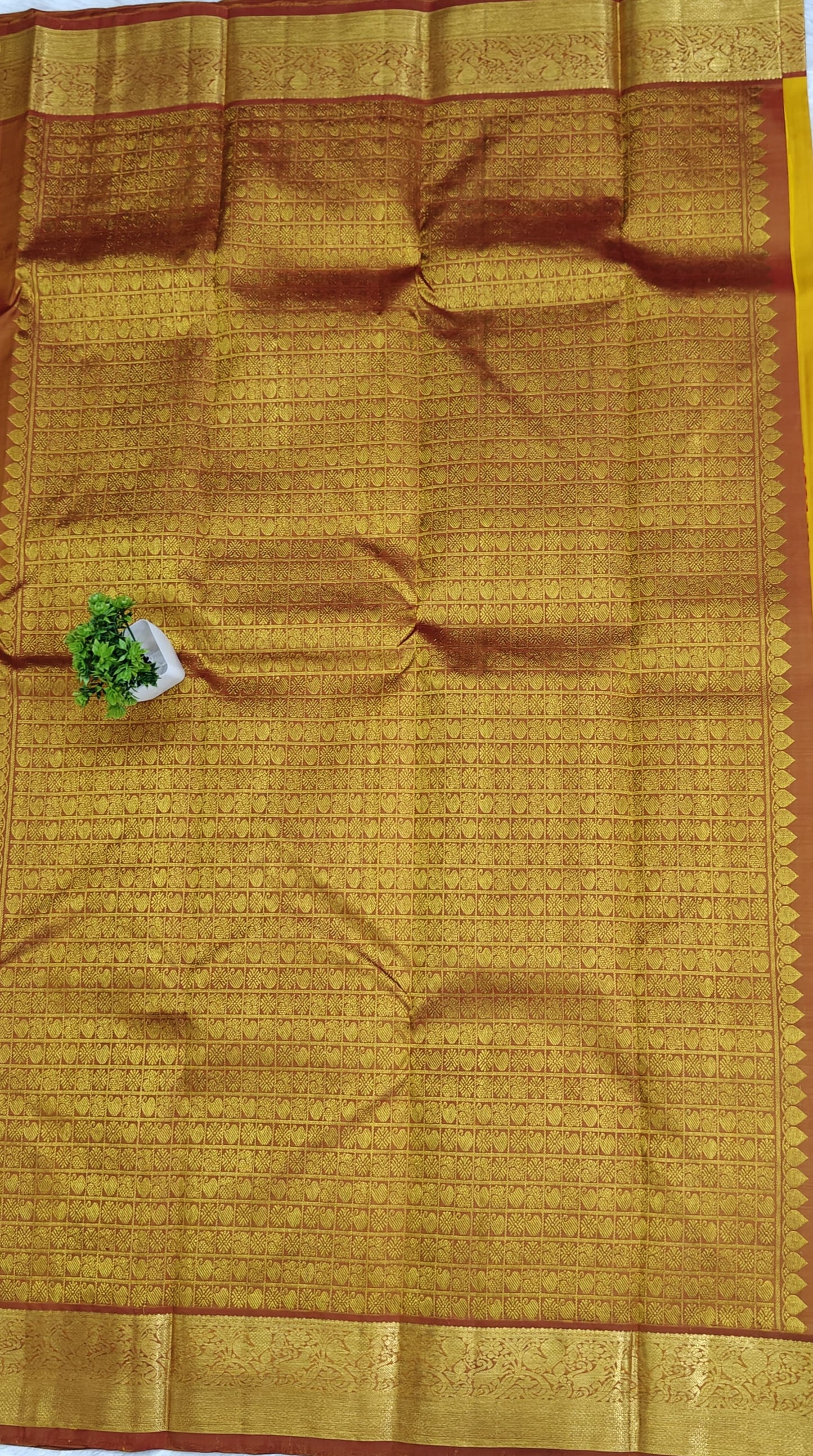 Yellow Pure Silk Saree with Mustard Border