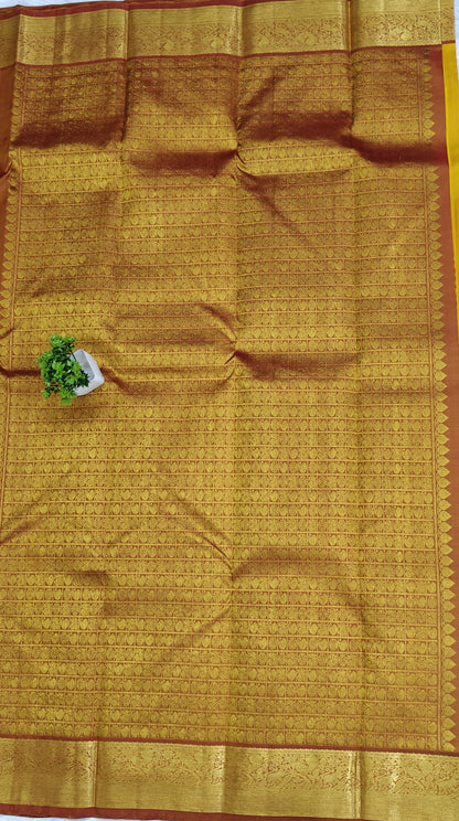 Yellow Pure Silk Saree with Mustard Border