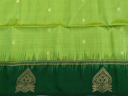 Leaf Green with Dark Green Soft Silk Saree