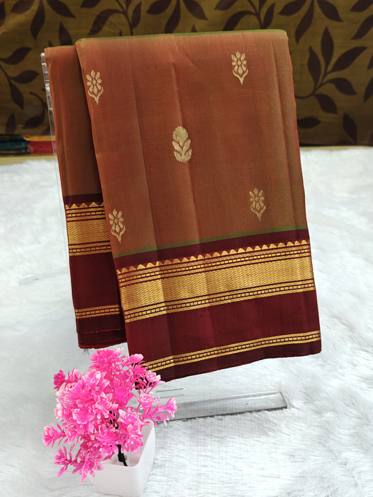 Mustard Pure Silk Saree with Maroon Border