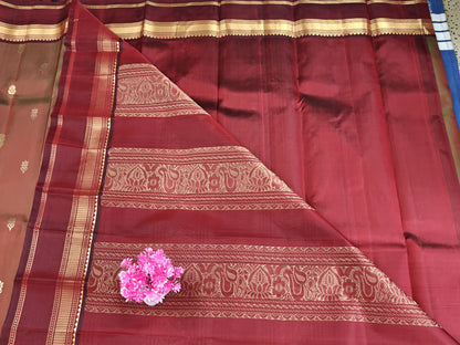 Mustard Pure Silk Saree with Maroon Border