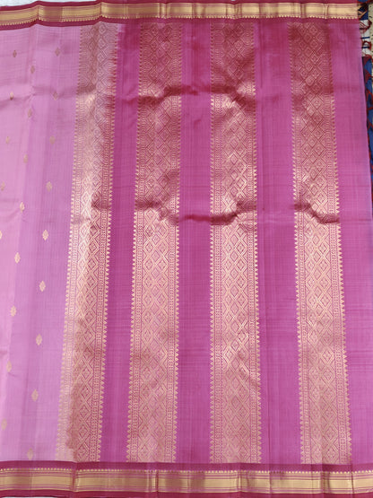 Pink Pure Silk Saree with Maroon Border