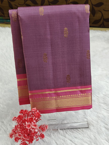 Onion Pink Pure Silk Saree with Pink Border