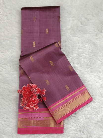 Onion Pink Pure Silk Saree with Pink Border