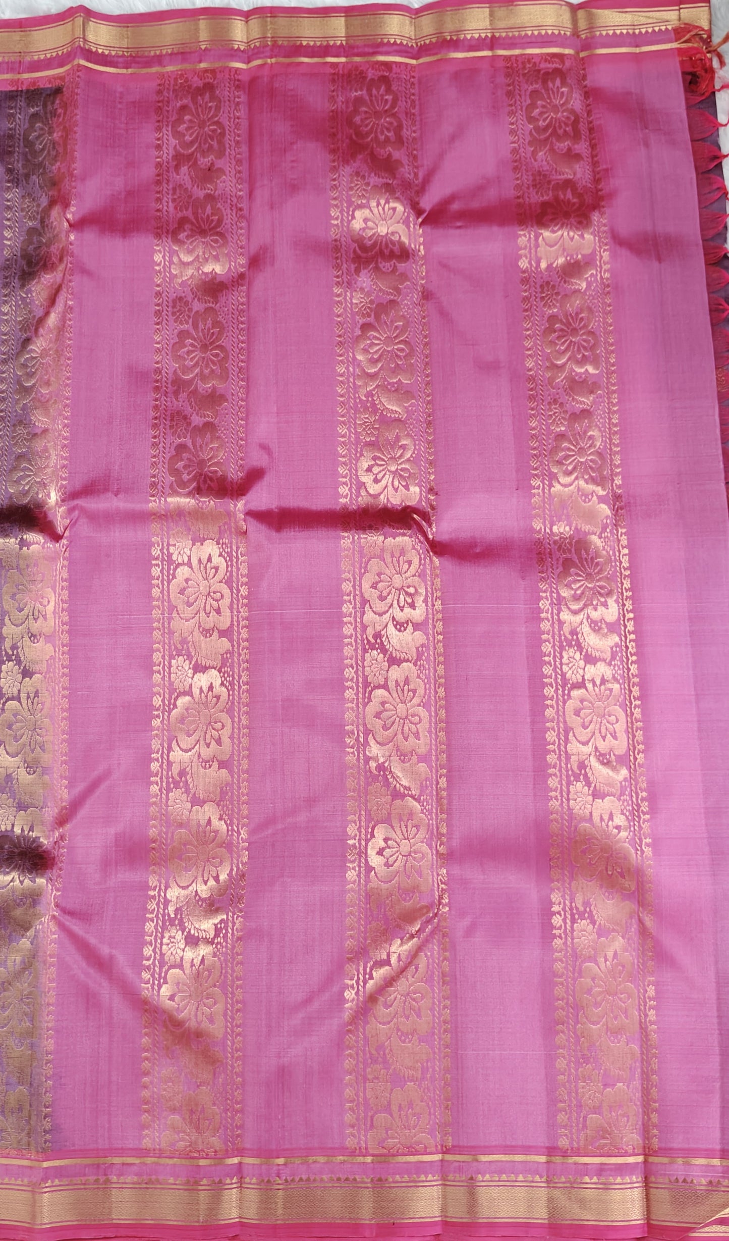 Onion Pink Pure Silk Saree with Pink Border
