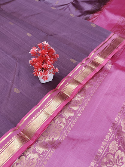 Onion Pink Pure Silk Saree with Pink Border