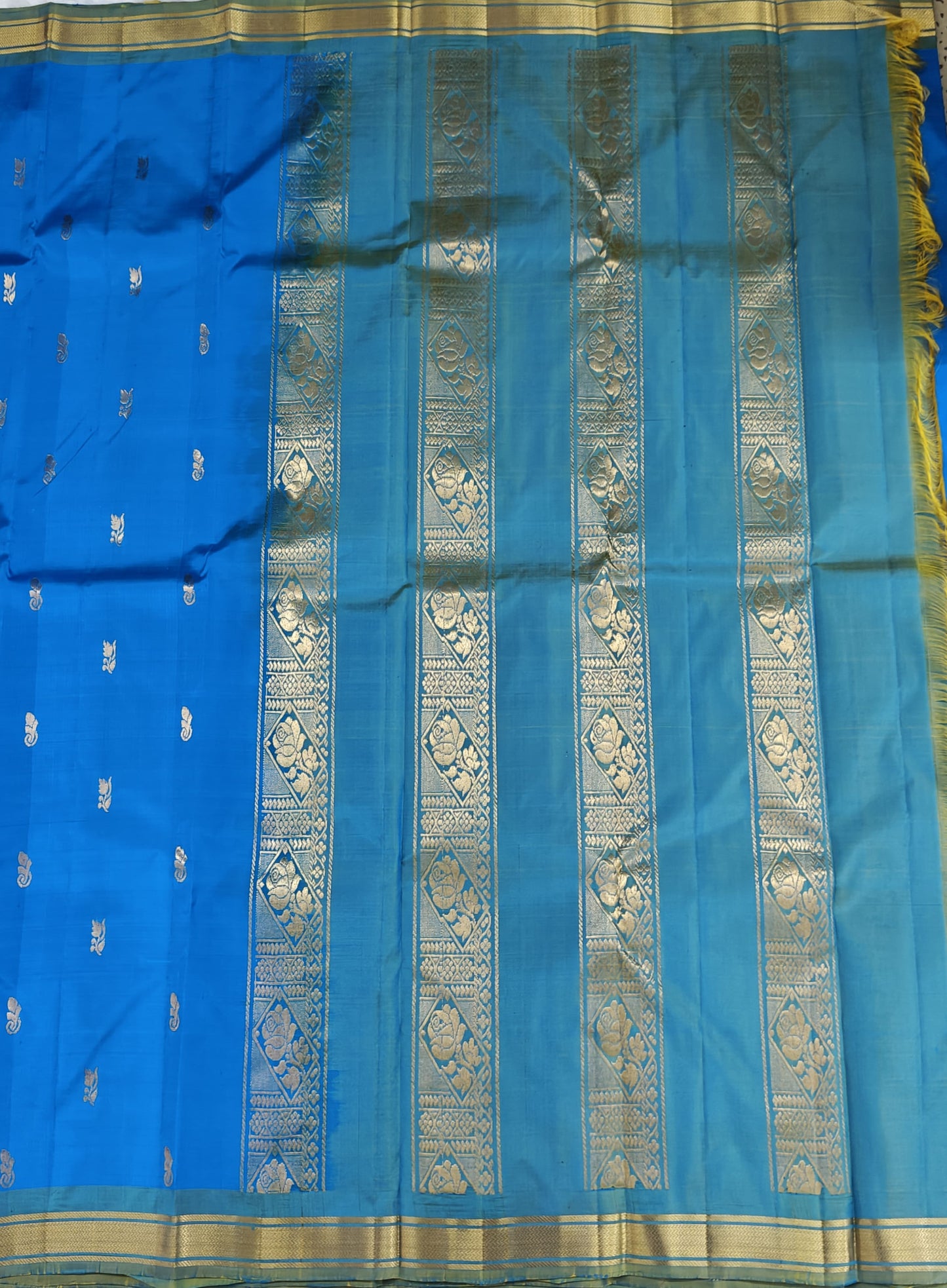 Royal Blue Pure Silk Saree with Green Border