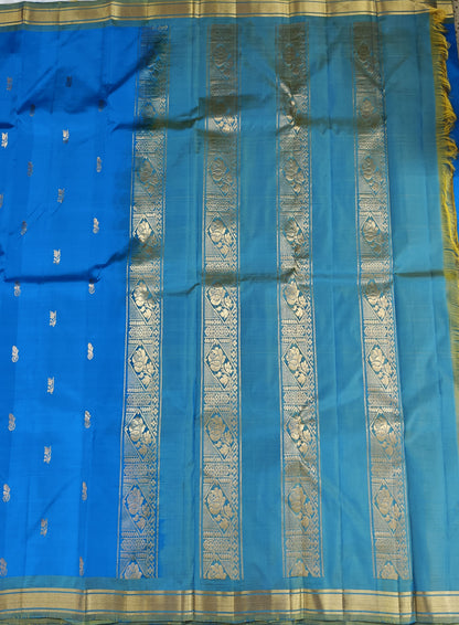 Royal Blue Pure Silk Saree with Green Border