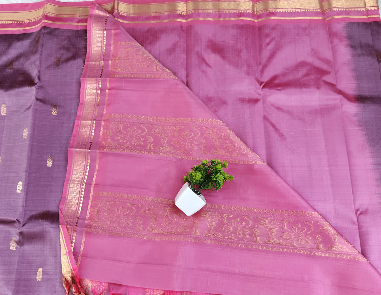Onion Pink Pure Silk Saree with Pink Border