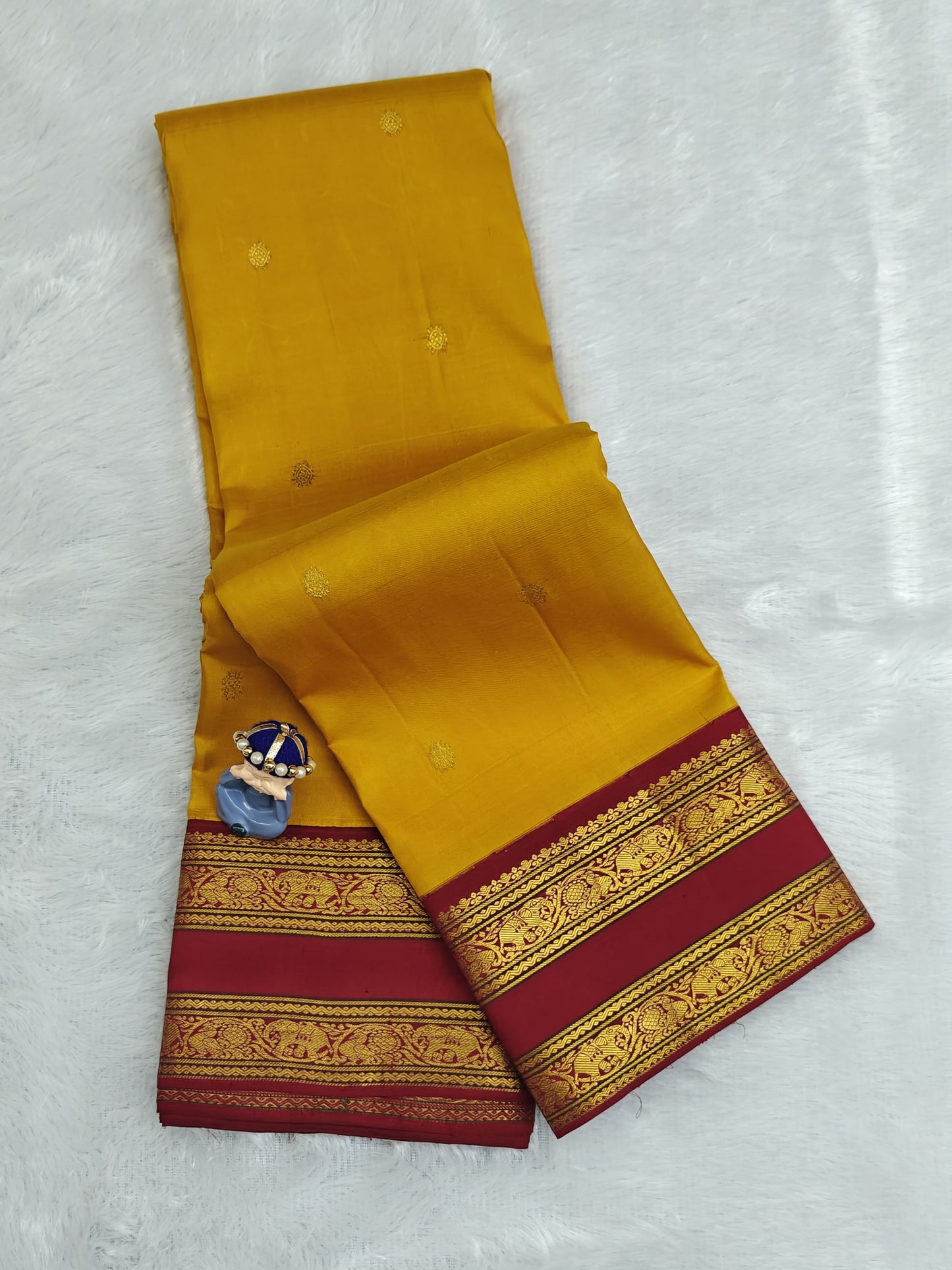 Yellow Vintage Korvai Saree with Maroon Border