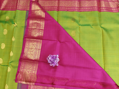 Parrot Green Vintage Korvai Saree