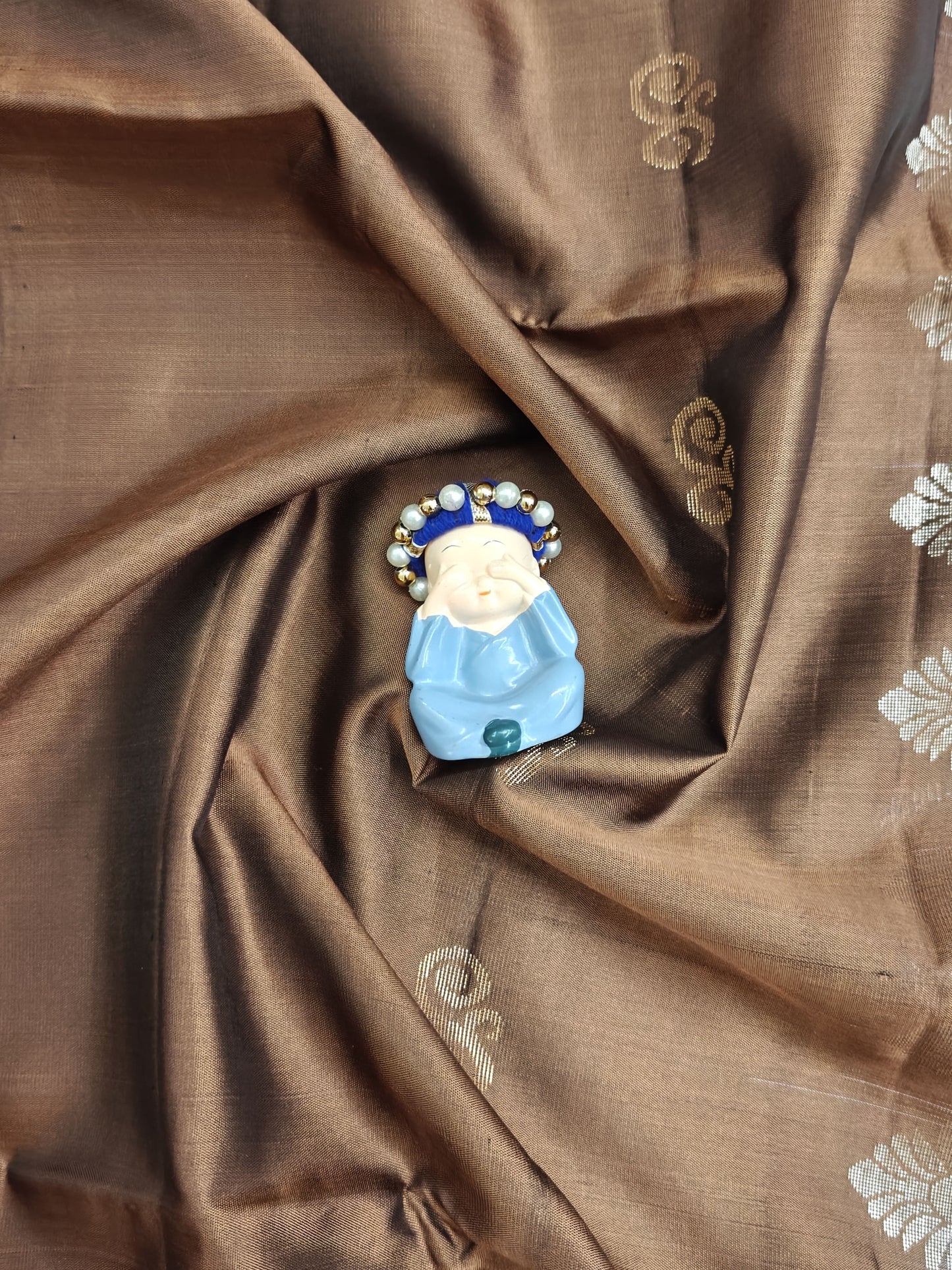 Brown & Lavender Pure Soft Silk Saree