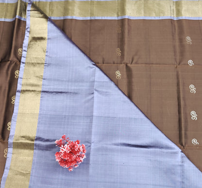 Brown & Lavender Pure Soft Silk Saree