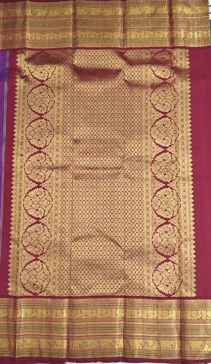 Royal Blue Vintage Korvai Saree with Maroon Border