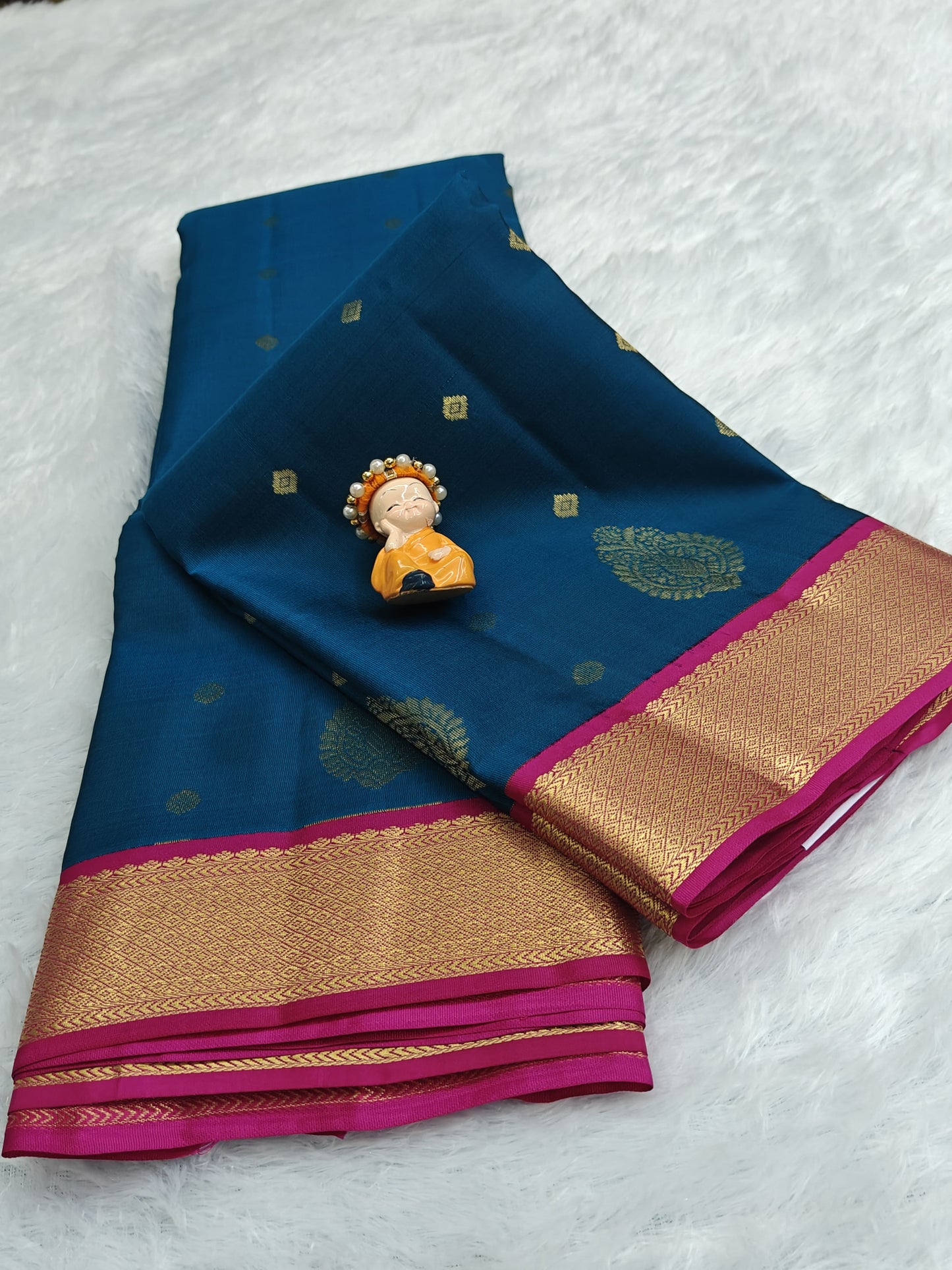 Peacock Blue Vintage Korvai Saree