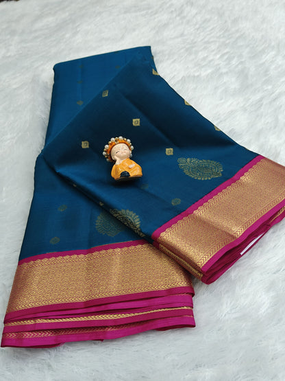 Peacock Blue Vintage Korvai Saree