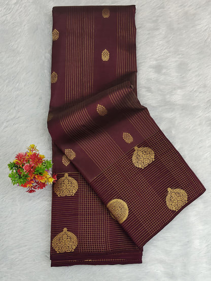 Deep Maroon Pure Silk Saree