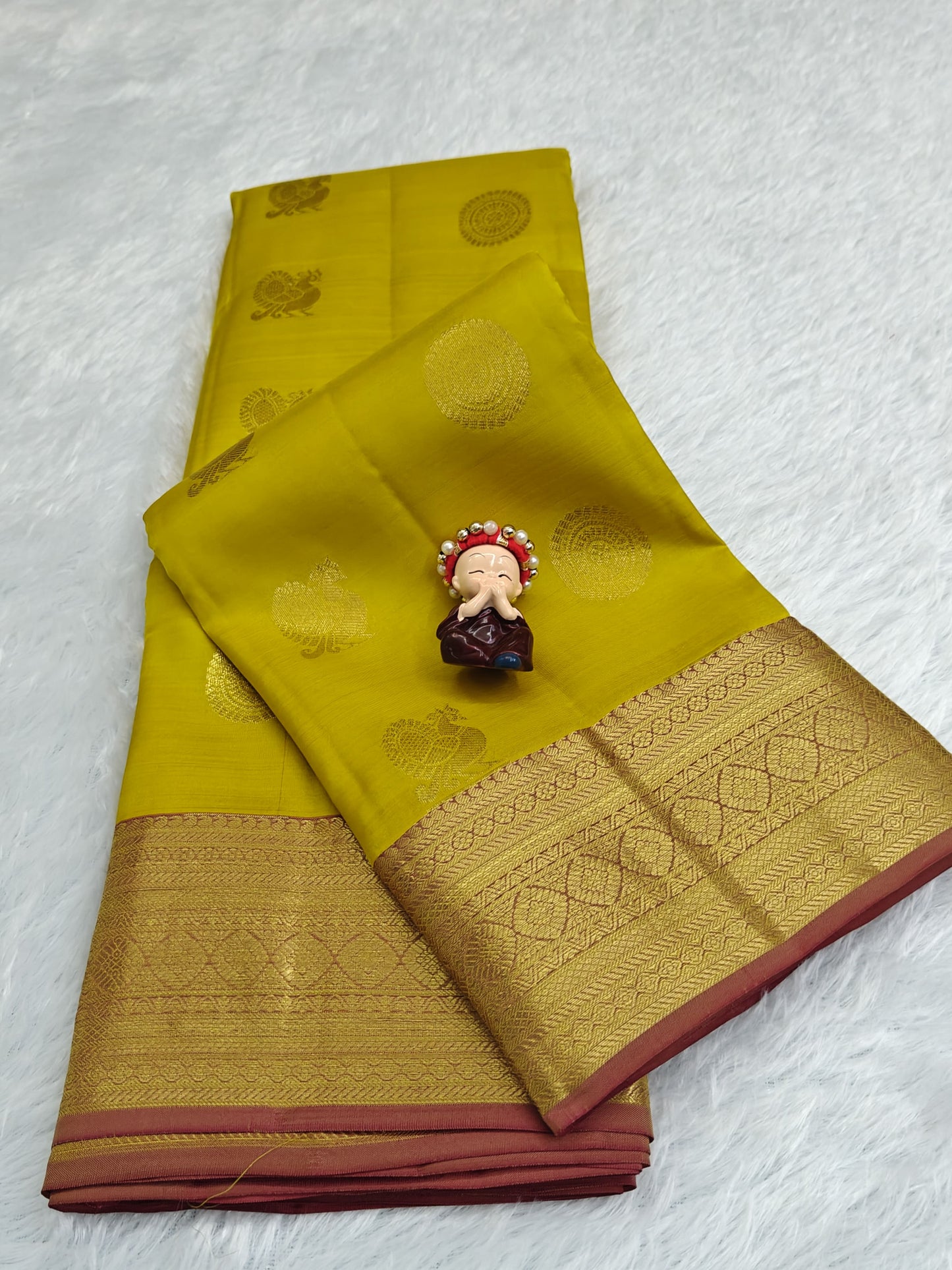 Yellow Pure Silk Saree with Mustard Border