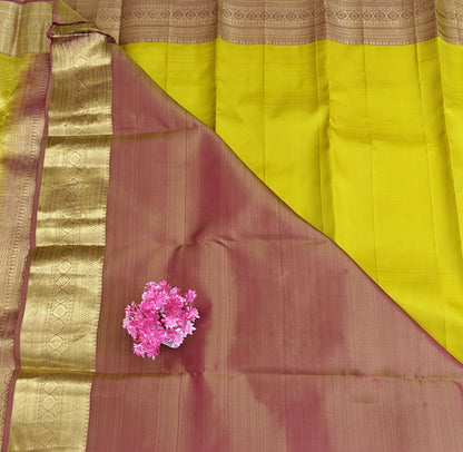 Yellow Pure Silk Saree with Mustard Border