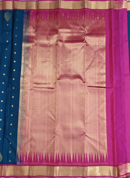 Peacock Blue Vintage Korvai Saree