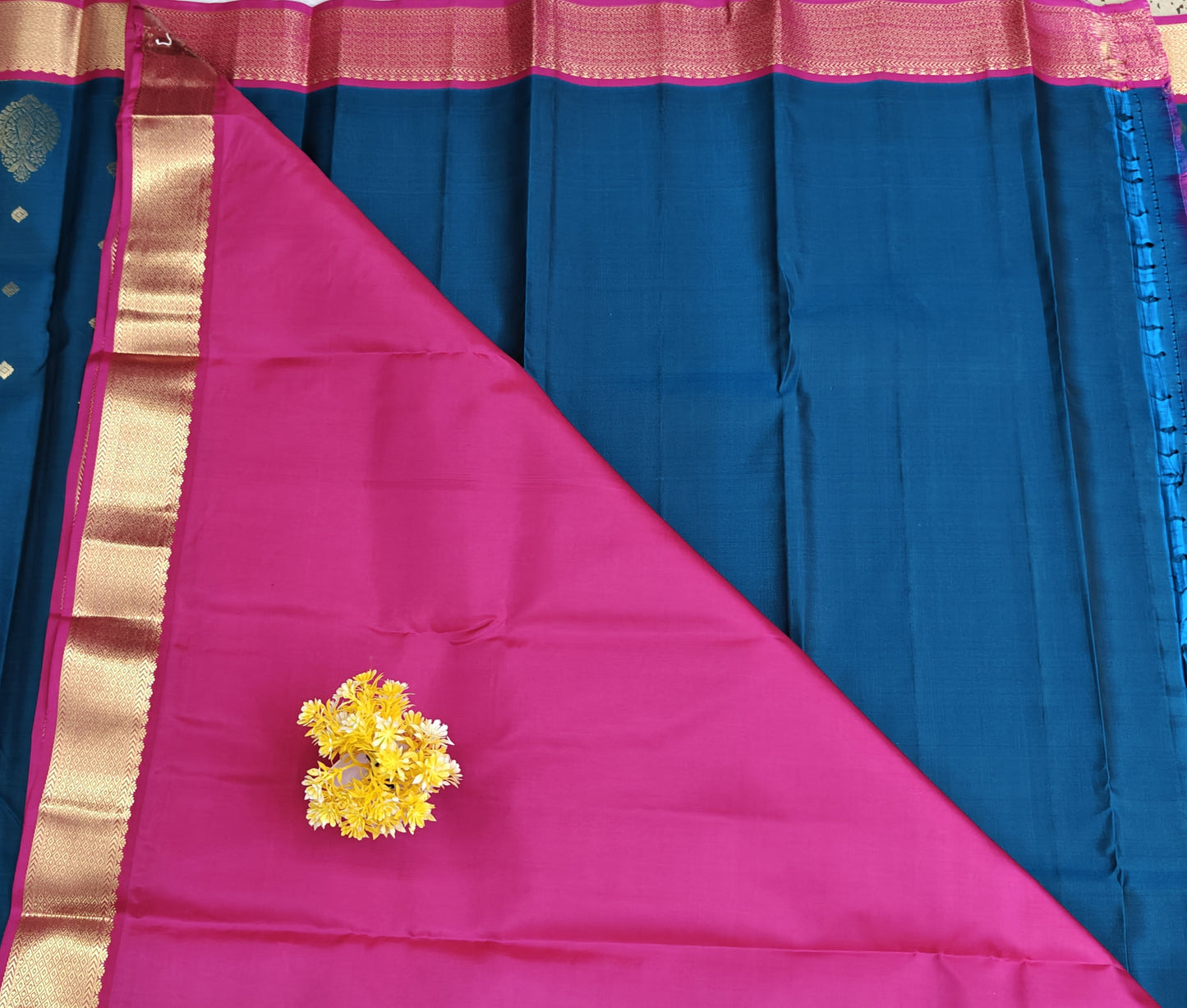 Peacock Blue Vintage Korvai Saree