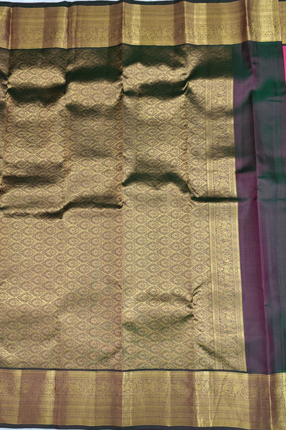 Rani Pink Pure Silk Saree with Dark Green Border