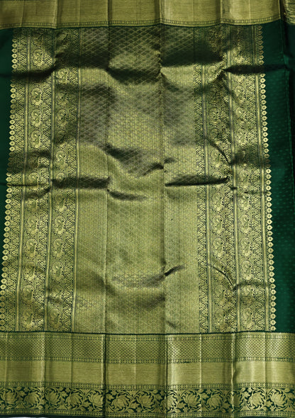 Peach Korvai Saree with Dark Green Border