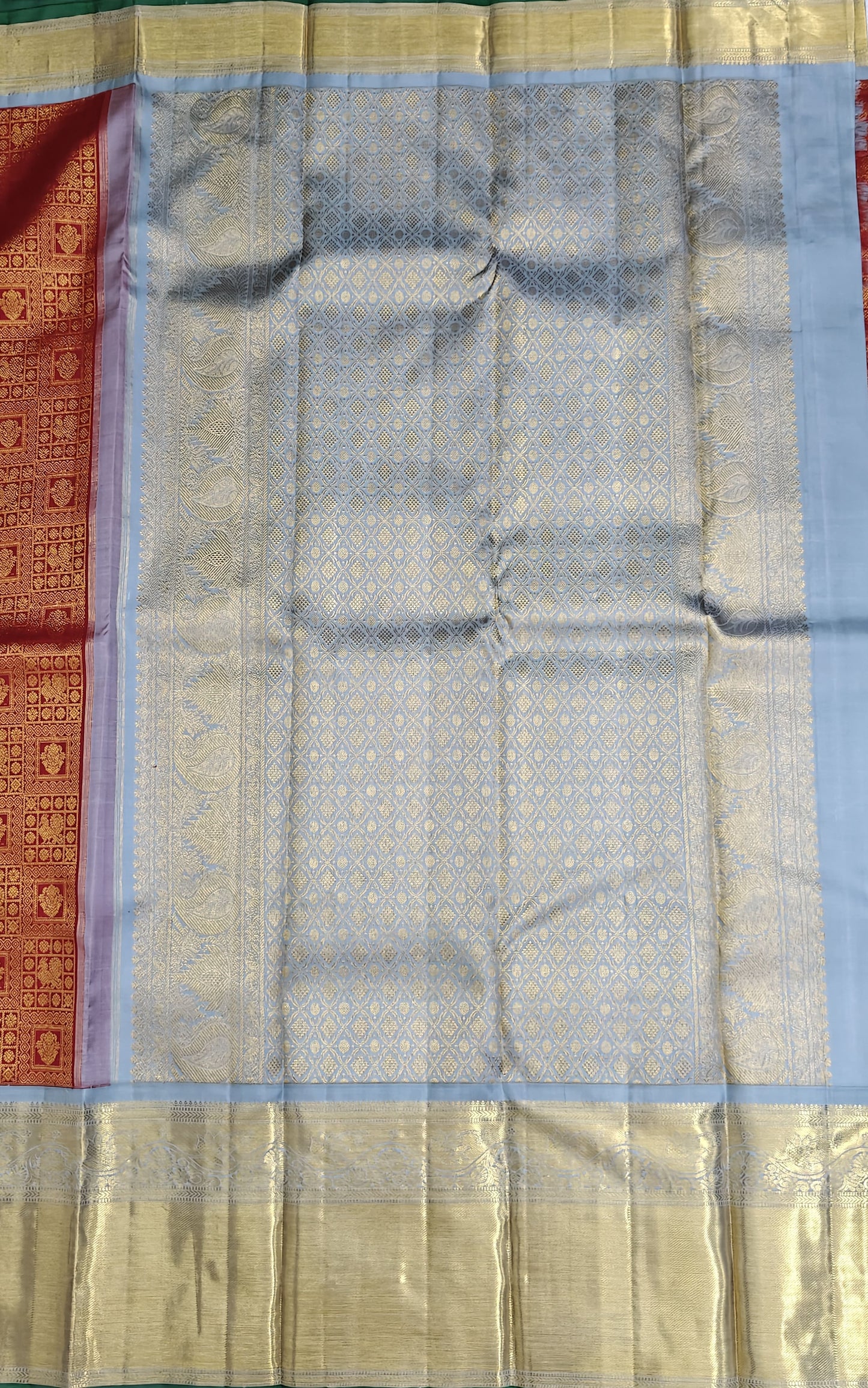 Red Korvai Saree with Gold Big Border