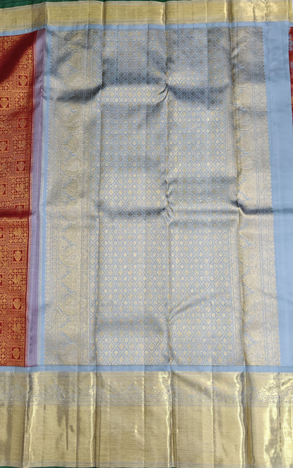 Red Korvai Saree with Gold Big Border