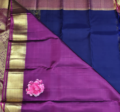 Royal Blue Pure Bridal Saree with Gold Big Border