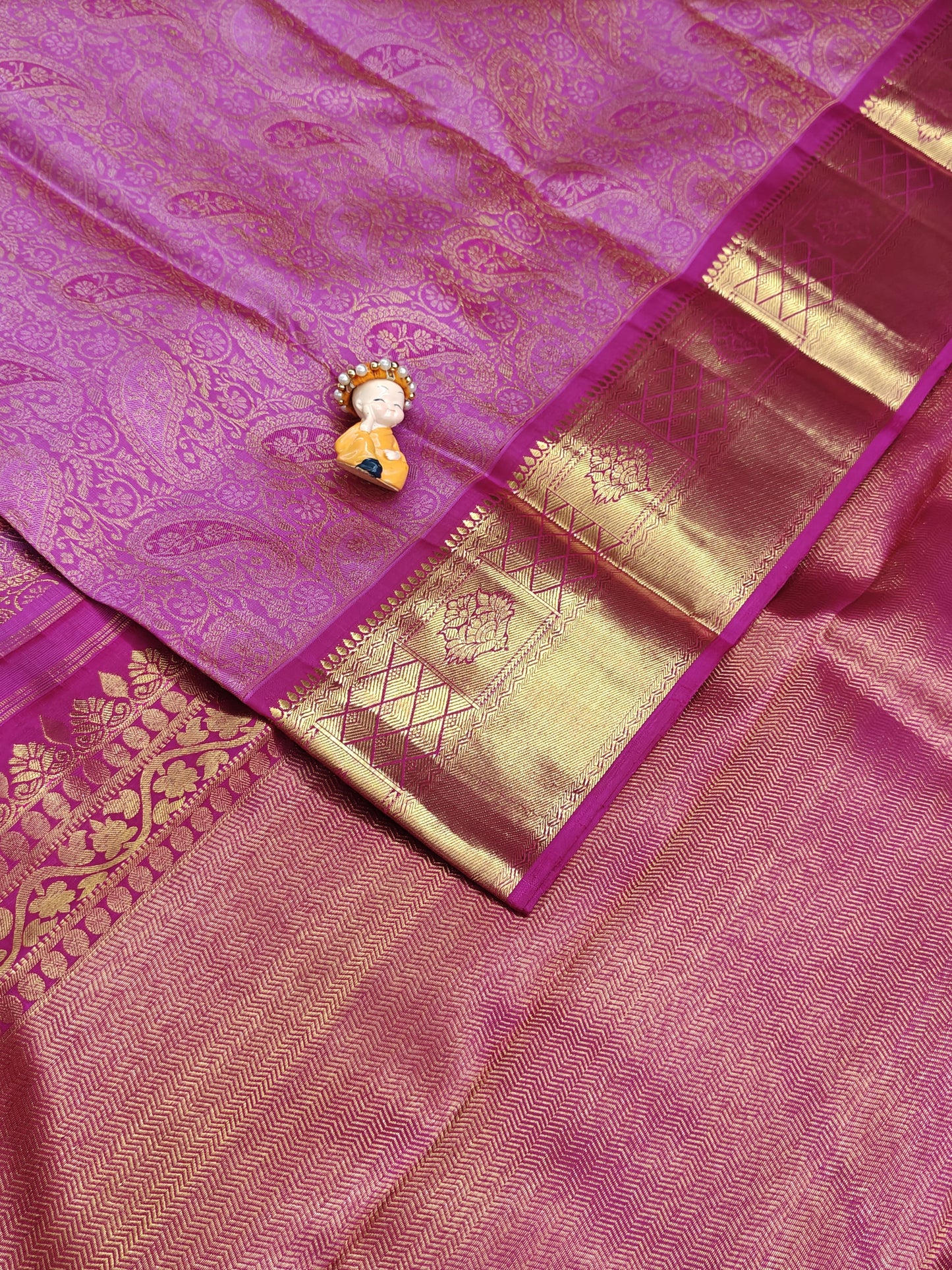 Elegant Pink Bridal Silk Saree with Contrast Pink Border
