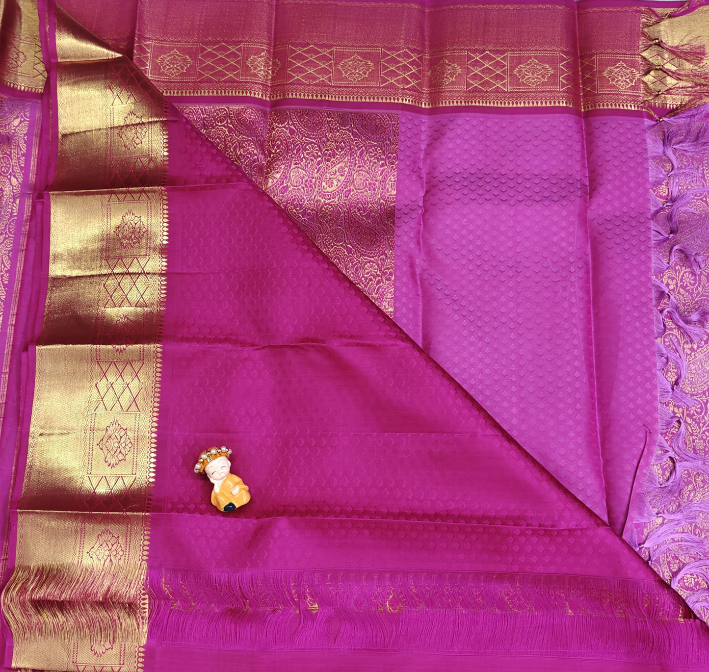 Elegant Pink Bridal Silk Saree with Contrast Pink Border