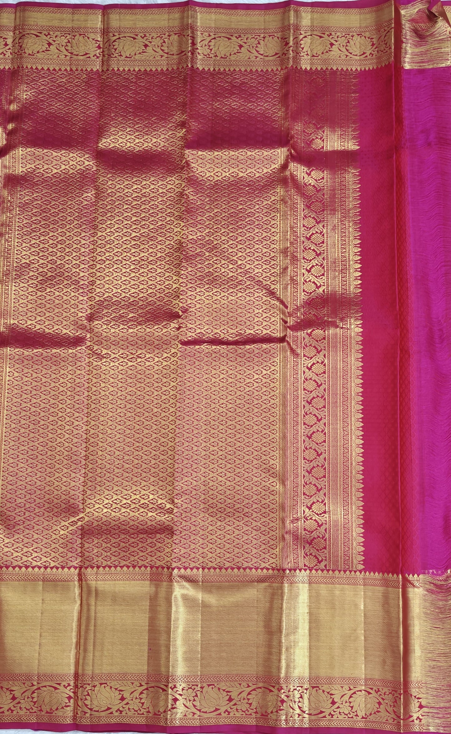 Green Bridal Silk Saree with Rani Pink Border