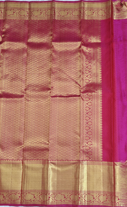 Green Bridal Silk Saree with Rani Pink Border