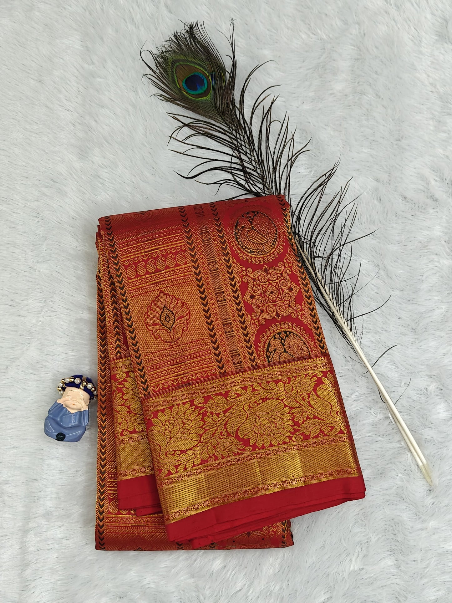 Rich Red Bridal Silk Saree with Contrast Red Border