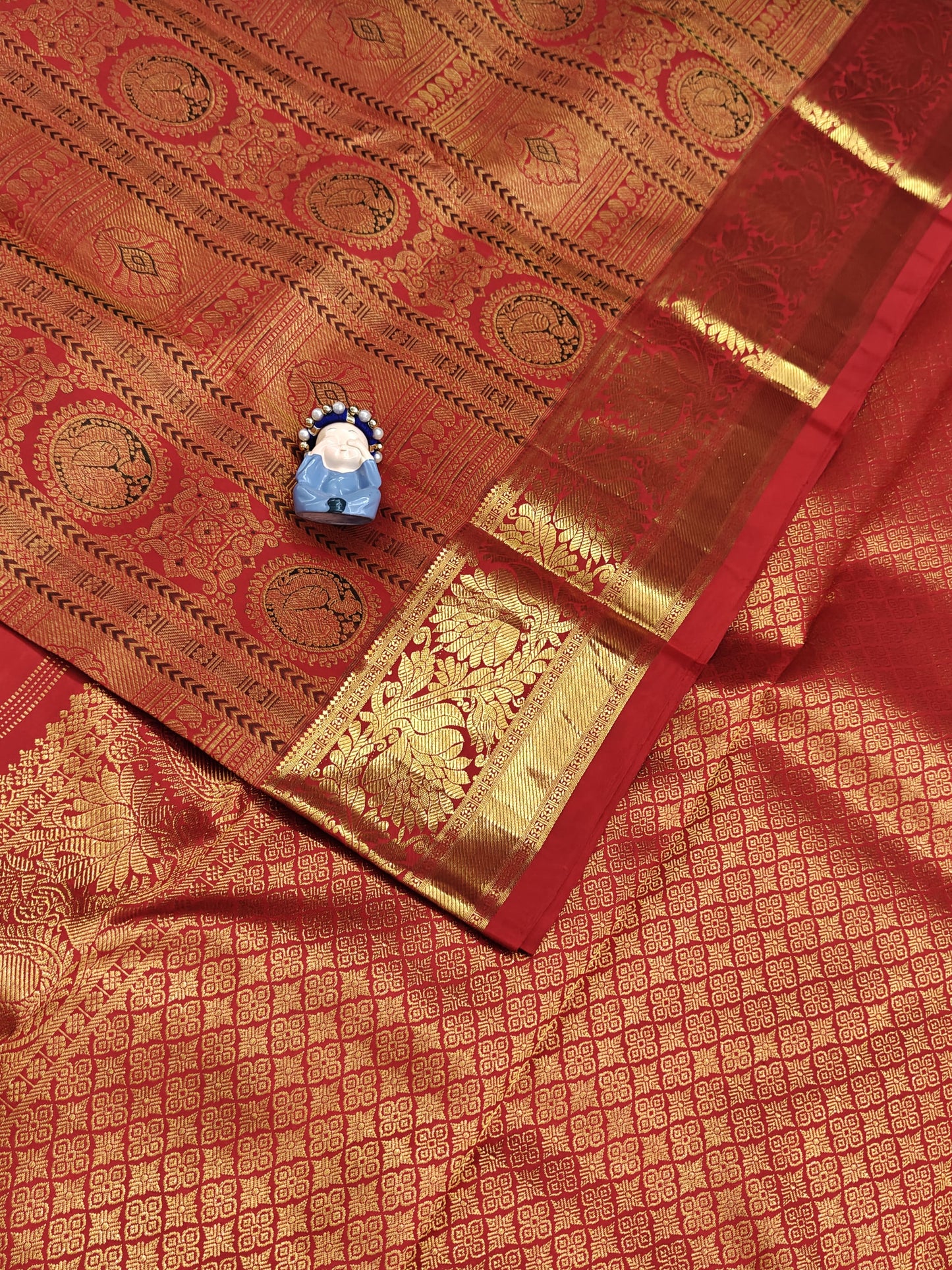 Rich Red Bridal Silk Saree with Contrast Red Border