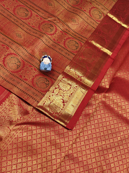 Rich Red Bridal Silk Saree with Contrast Red Border