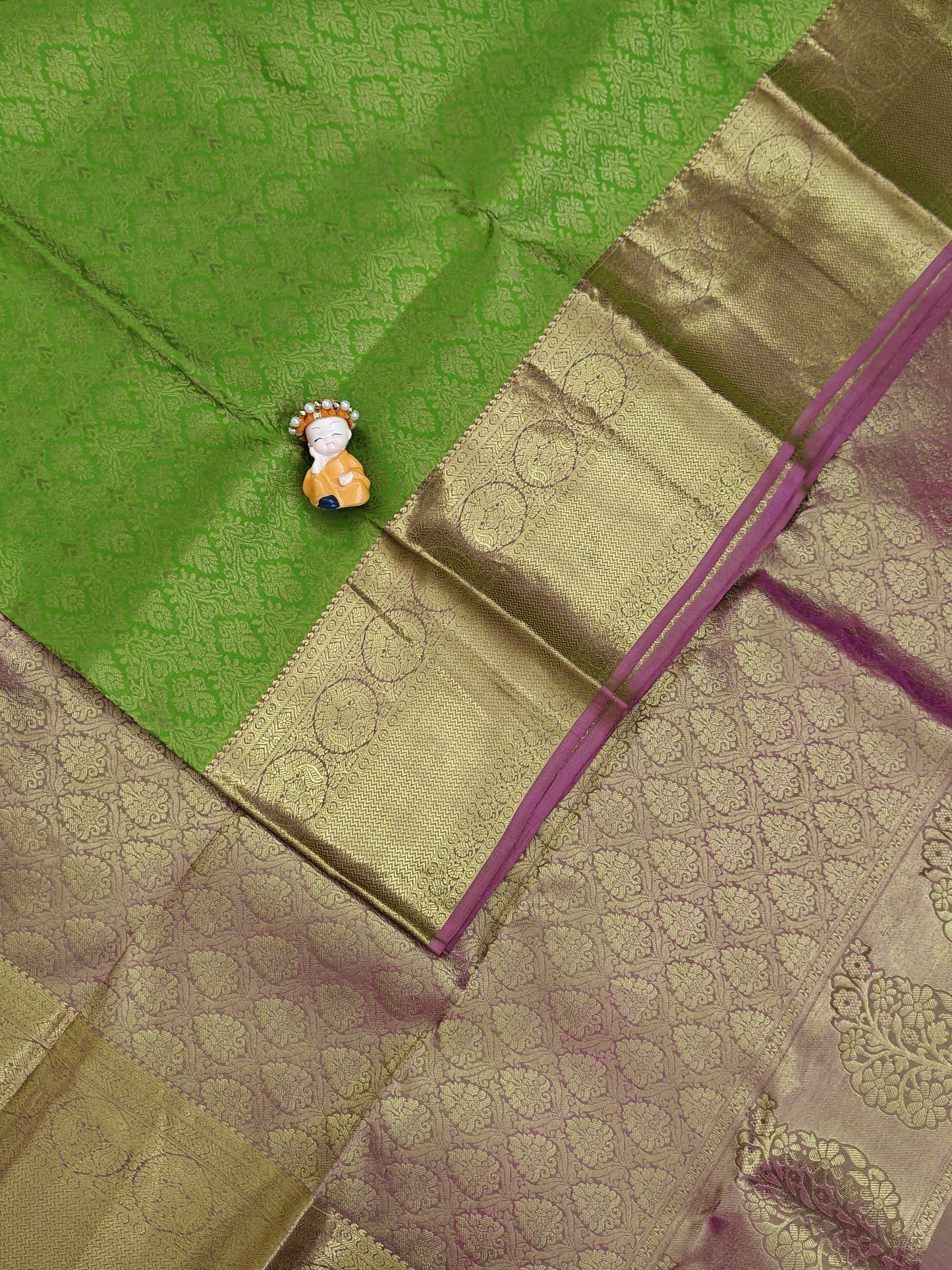 Green Bridal Silk Saree with Gold Border