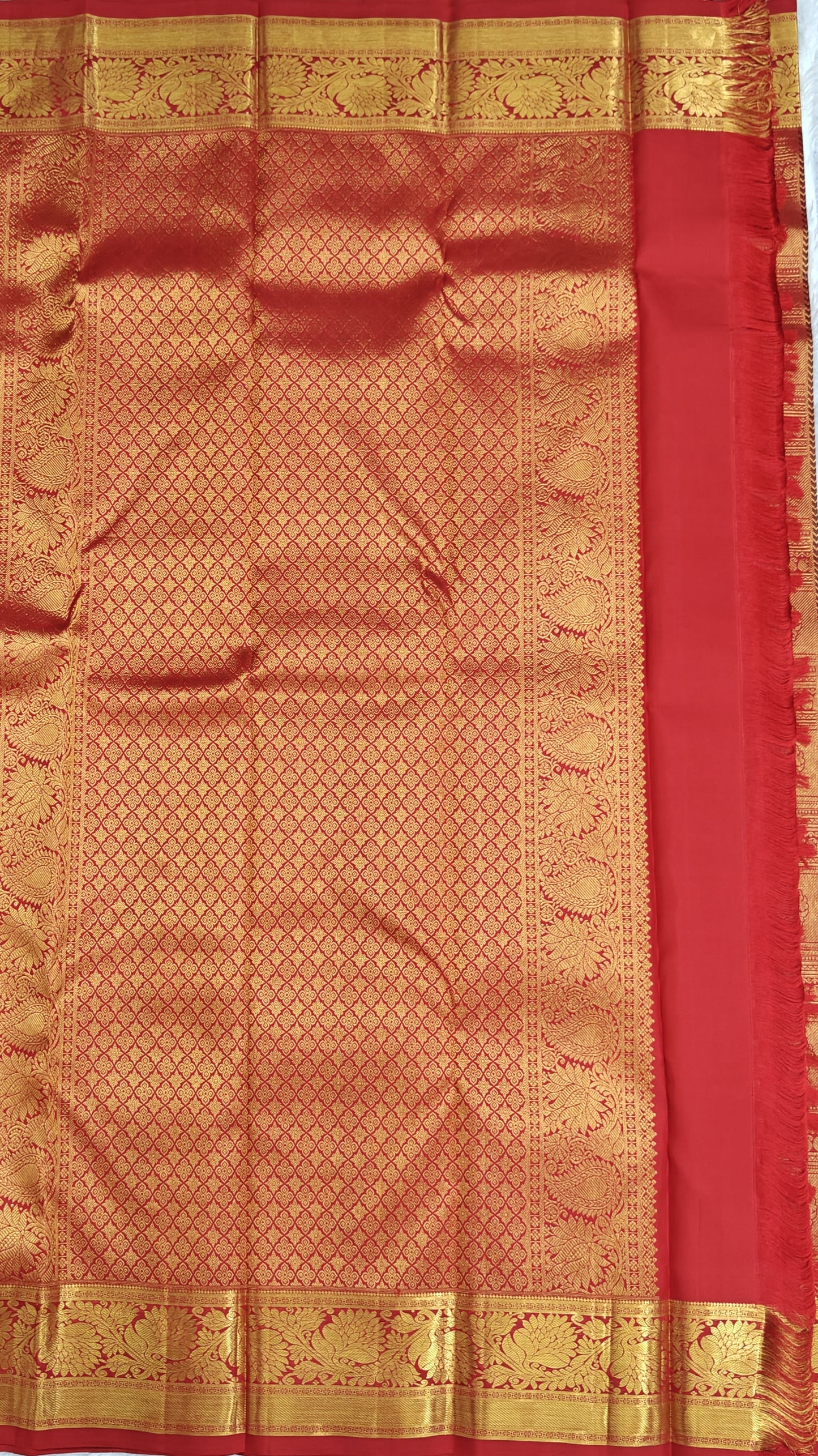 Rich Red Bridal Silk Saree with Contrast Red Border