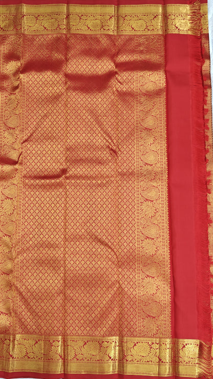 Rich Red Bridal Silk Saree with Contrast Red Border