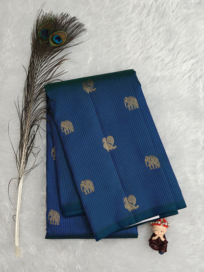 Peacock Blue Pure Silk Saree