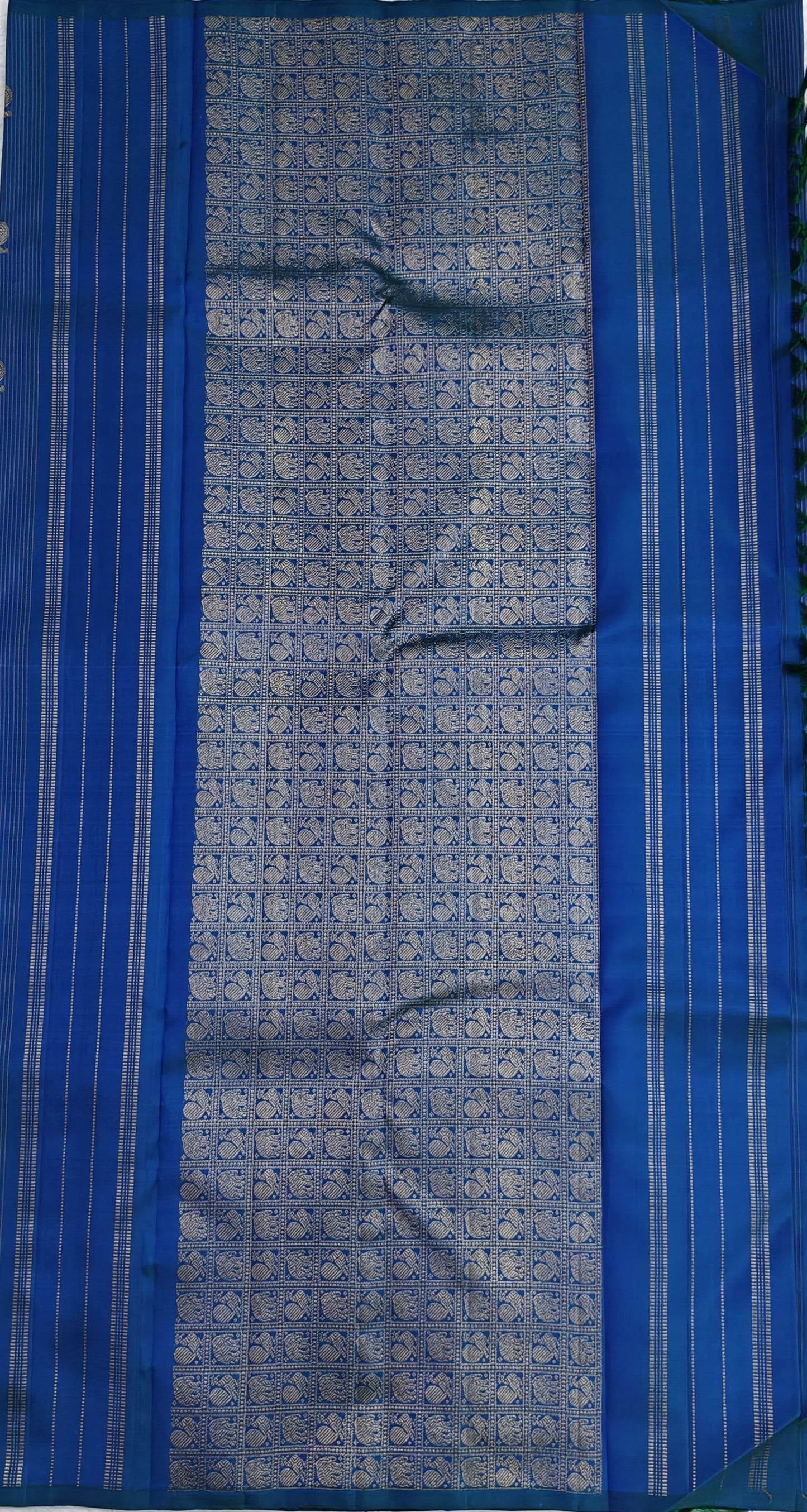 Peacock Blue Pure Silk Saree