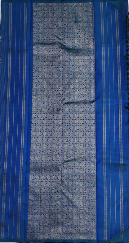 Peacock Blue Pure Silk Saree