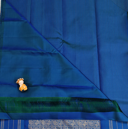 Peacock Blue Pure Silk Saree