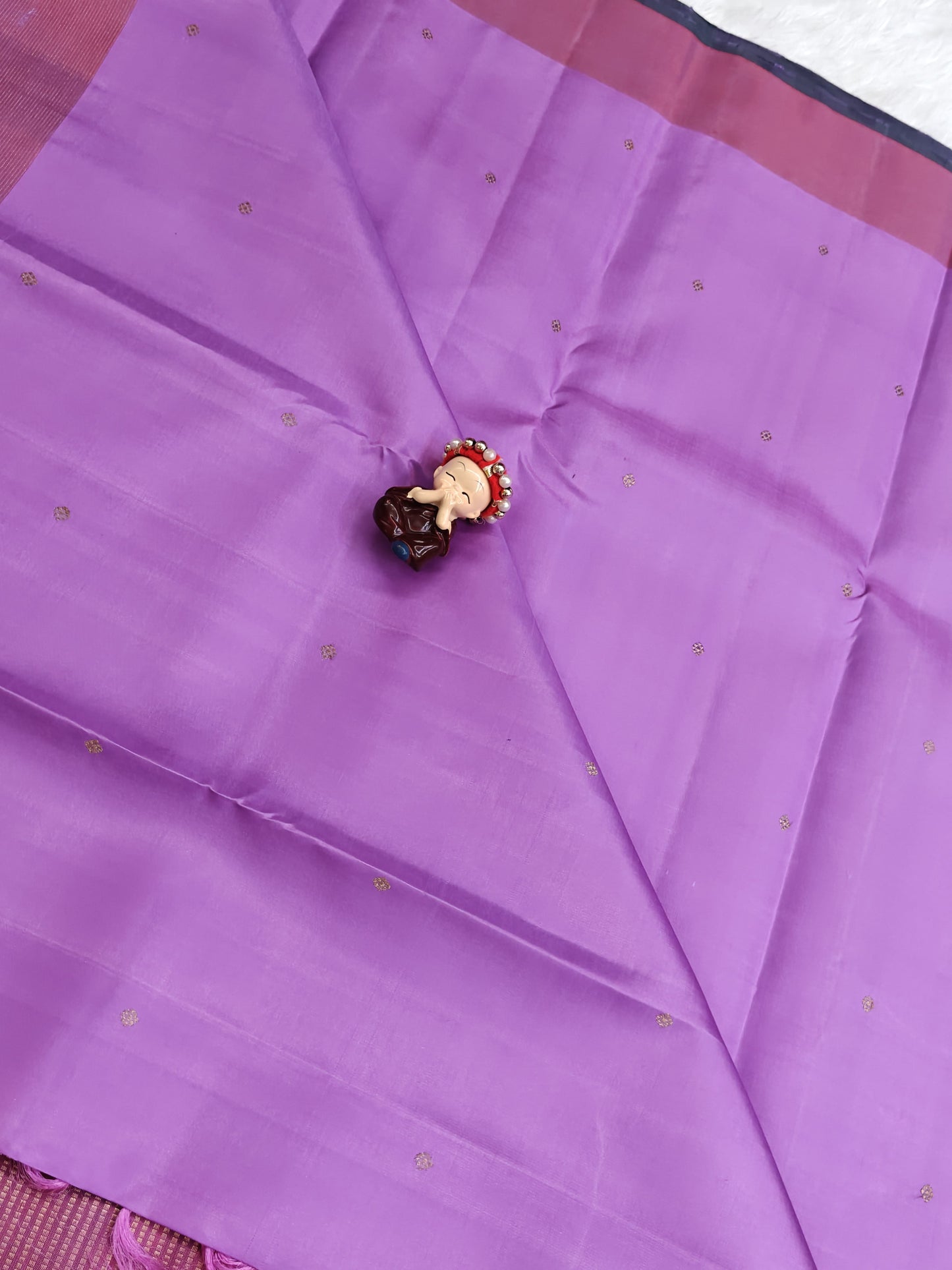 Purple Pure Silk Saree with Red Zari Border