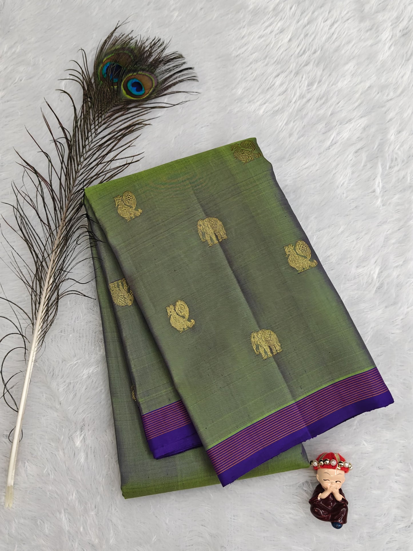 Pastel Green Pure Silk Saree